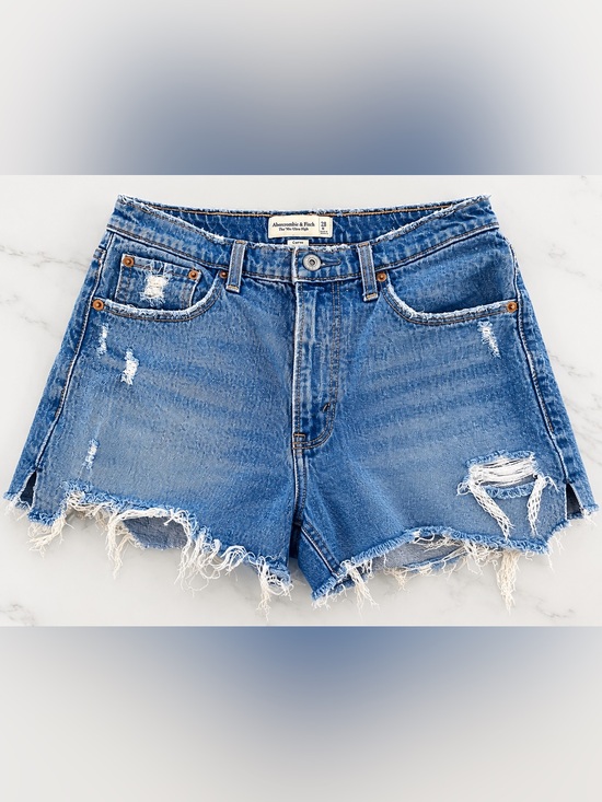 Abercrombie & Fitch Pants - Abercrombie & Fitch Frayed High-Rise Blue Denim Cutoff Shorts